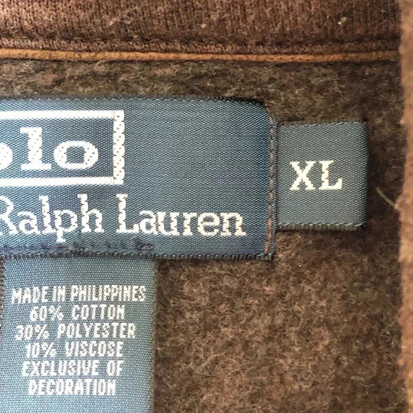 Polo by Ralph Lauren Vintage Brown Fleece Lined Estate Shawl Collar Sweater - Picture 7 of 9